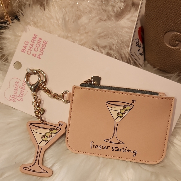 HELLO GORGEOUS VEGAN LEATHER POUCH & MARTINI PRINT BAG CHARM & COIN PURSE BUNDLE - Picture 3 of 7